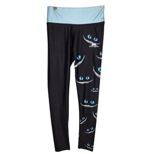 LOTUS LEGGINGS Leggings Womens Medium Black Cheshire Cat Eyes Halloween Print